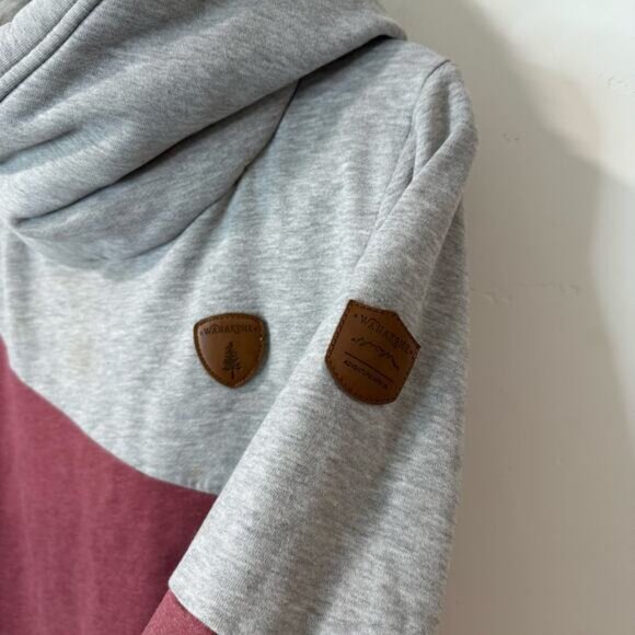 Wanakome Women's Selene Hoodie Sweatshirt Pullover Colorblock Grey Red XL - Picture 6 of 11